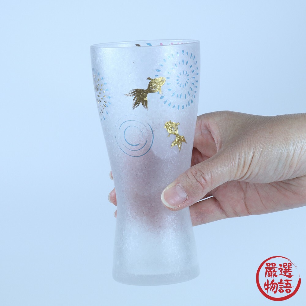 日本製 煙花 啤酒杯 夏日祭典 煙火金魚/雪兔 杯子 玻璃杯 水杯 酒杯 禮盒 送禮 酒杯-thumb
