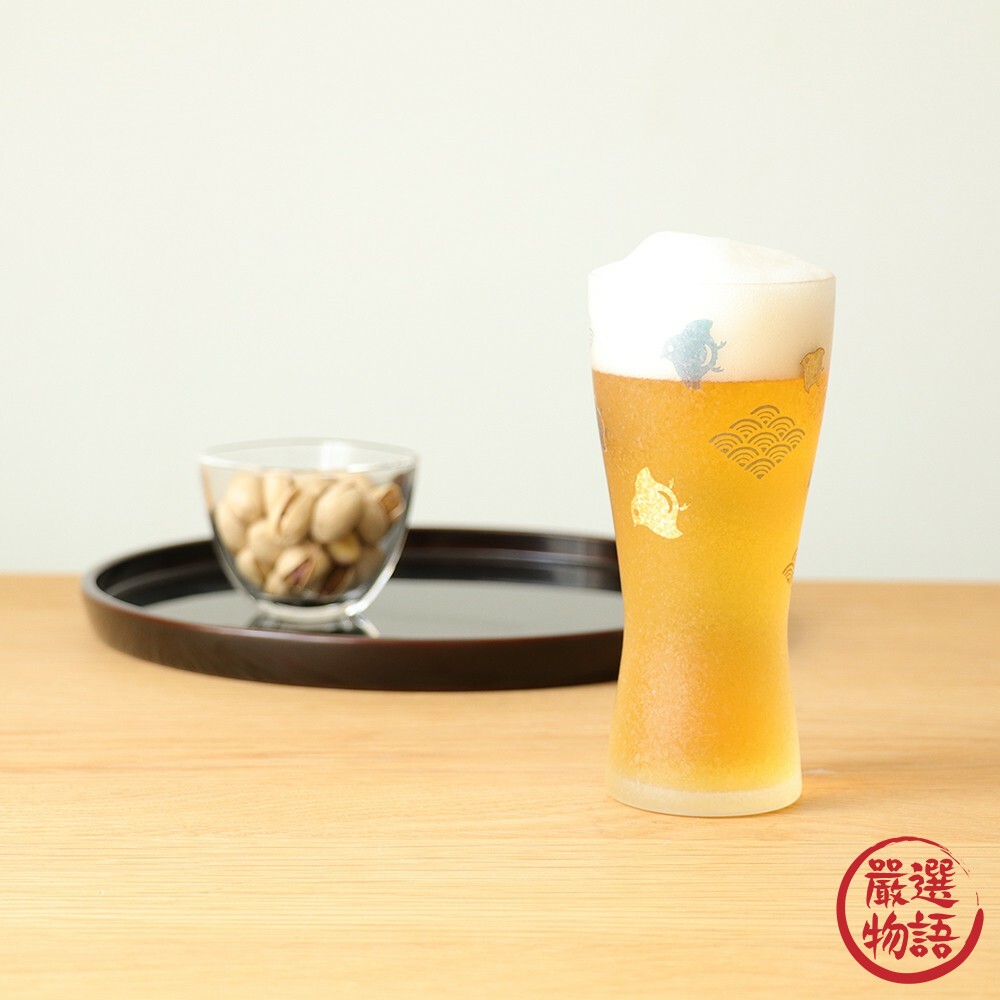 日本製 煙花 啤酒杯 夏日祭典 煙火金魚/雪兔 杯子 玻璃杯 水杯 酒杯 禮盒 送禮 酒杯-圖片-6