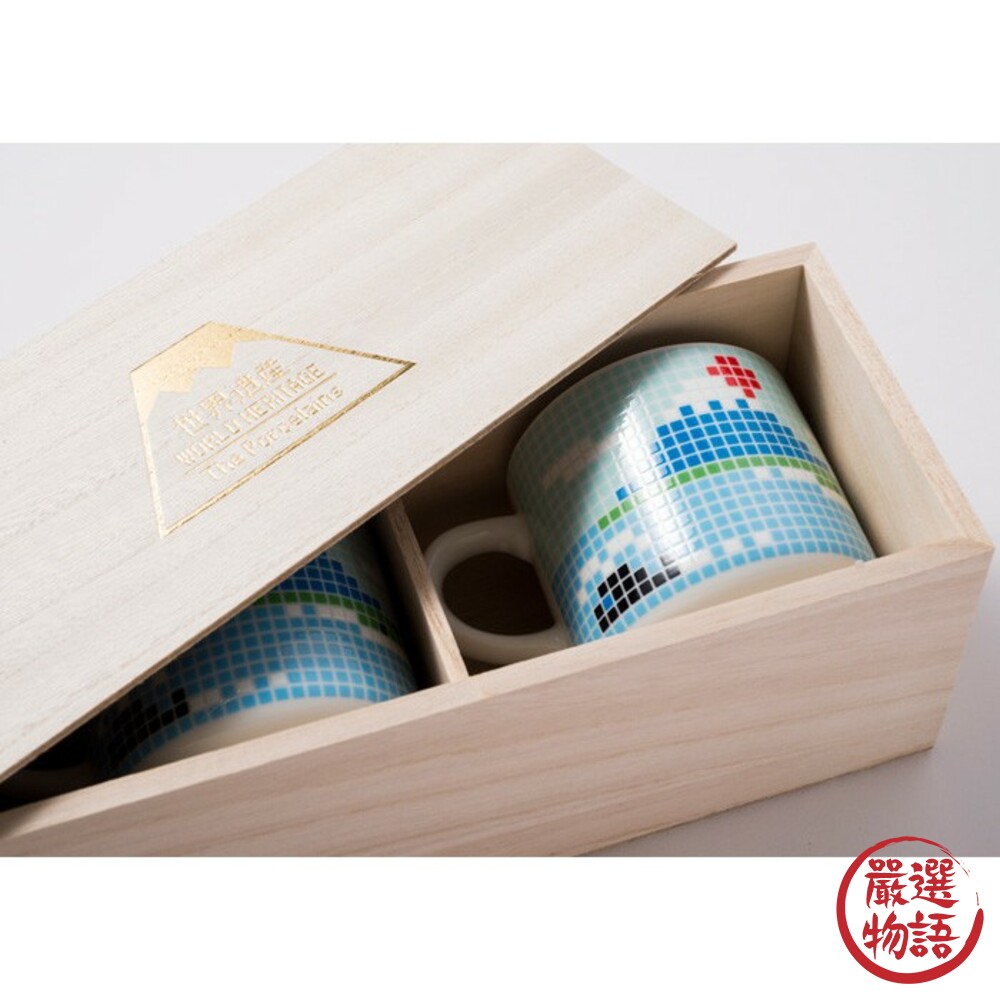 富士山馬賽克磁磚馬克杯 1入/1對 木盒送禮 入厝 富士山 馬克杯 酒杯 生日禮物 對杯-圖片-2