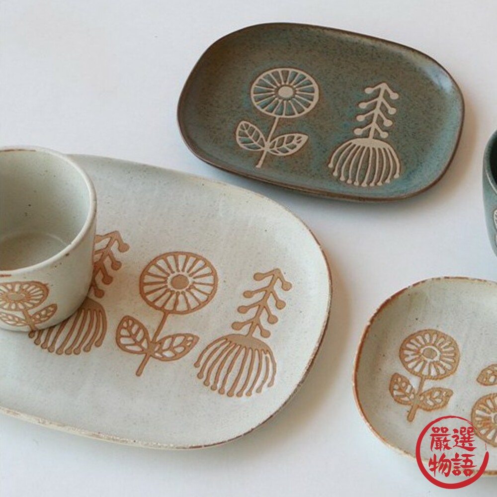 日本製HANAtoHA 瀨戶燒 花朵 蒲公英 大盤/中盤 日式 餐盤 盤子 陶瓷 餐具 水果盤 封面照片