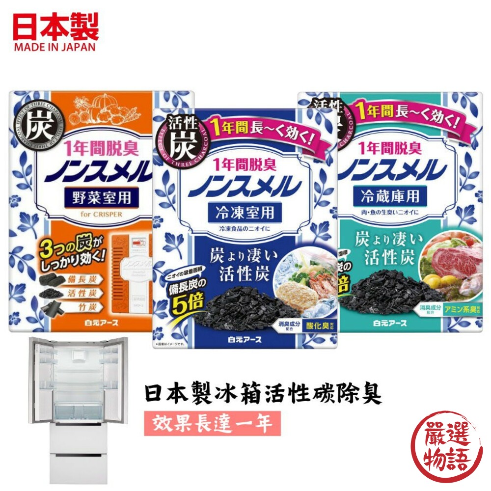 SF-014077-日本製冰箱除臭盒 活性碳 冷凍庫 冷藏室 蔬果室  白元消臭劑 廚房除臭 廚餘 一年有效