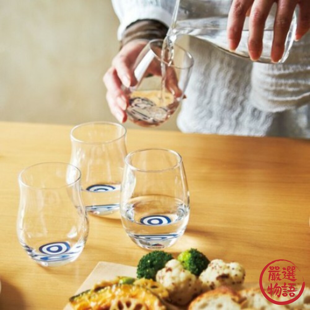 日本製清酒杯 Inoguchi Glass日本藍色蛇眼圖案/貓肉球圖案 小酌 玻璃酒杯/茶水杯威士忌杯-thumb