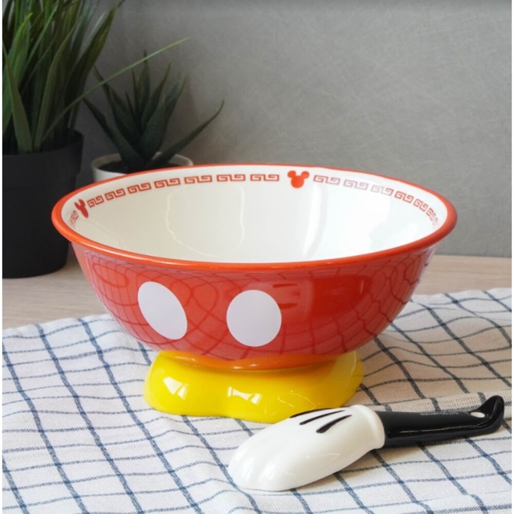 SF-014693-【現貨】正版授權迪士尼拉麵碗 附湯匙 米奇 米妮 米老鼠 卡通碗 碗 餐具 禮物 湯碗 套組