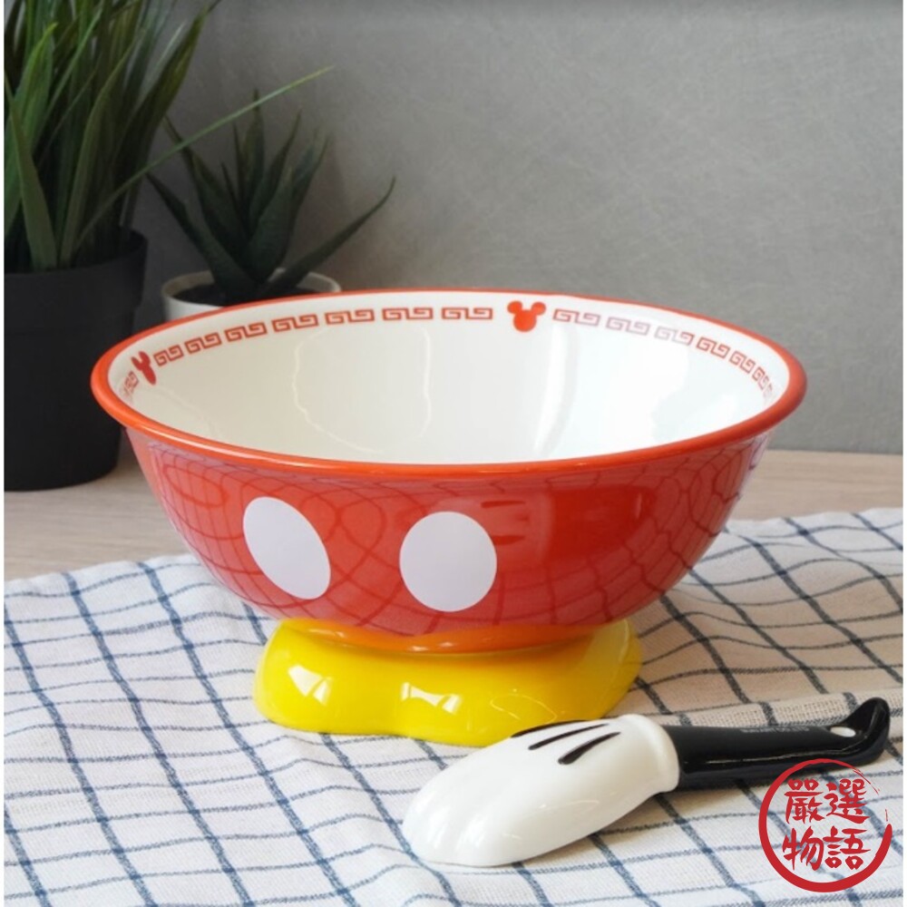SF-014693-正版授權迪士尼拉麵碗 附湯匙 米奇 米妮 米老鼠 卡通碗 碗 餐具 禮物 湯碗 套組