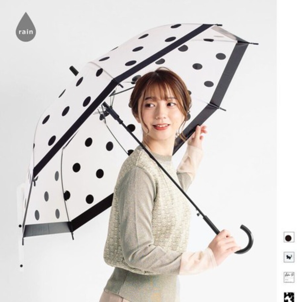 【現貨】網美必備點點雨傘 半透明 長柄傘 直桿傘 彎柄雨傘 點點傘 貓咪傘 點點 網美傘 雨具 圖片