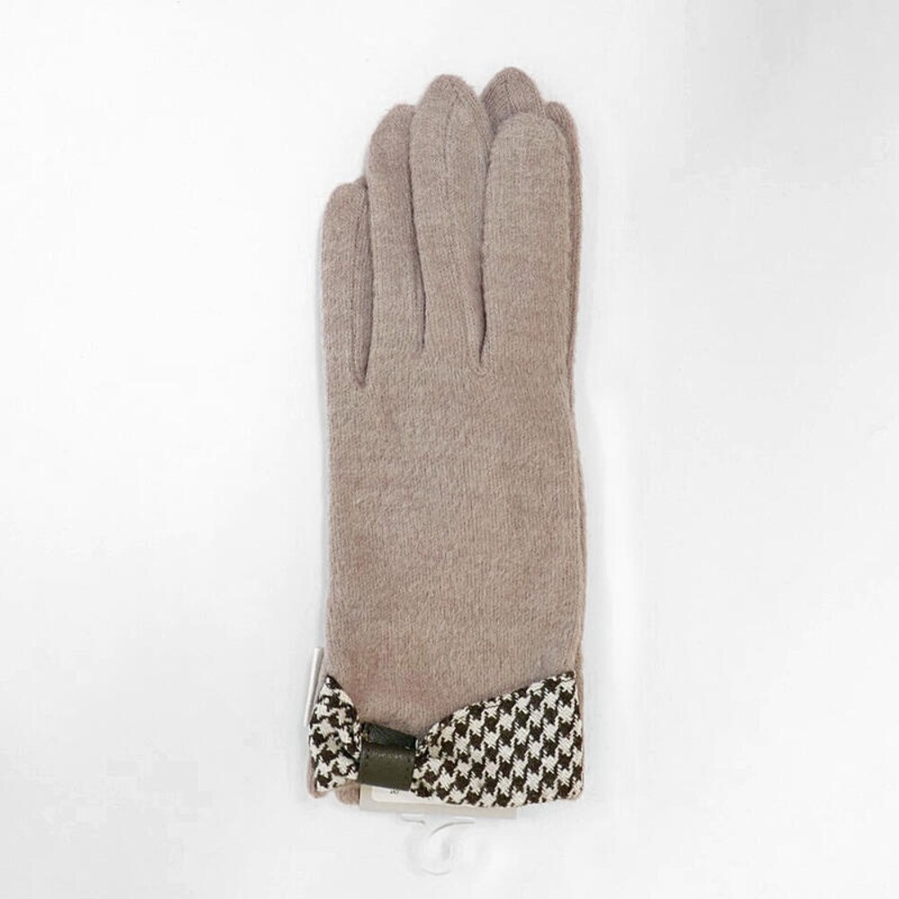 2021秋冬 素色針織手套 日本設計款 千鳥格紋蝴蝶結 ALPHA CUBIC 保暖手套