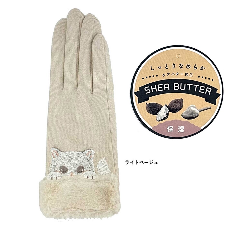 【現貨】日本設計 保暖手套 乳木果油加工 保濕 預防乾燥 刺繡 手套 寒流必備 貓咪 動物手套 新款上市 圖片