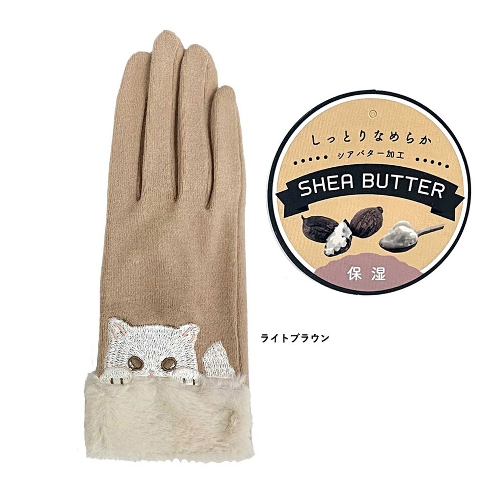 【現貨】日本設計 保暖手套 乳木果油加工 保濕 預防乾燥 刺繡 手套 寒流必備 貓咪 動物手套 新款上市 圖片