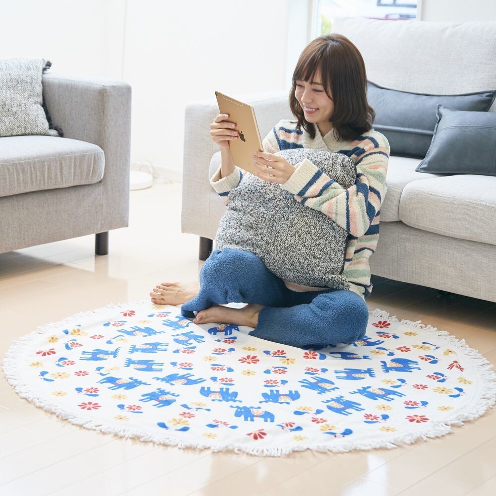 【現貨】日本製 北歐 Moz 麋鹿圓形地毯 | 淺藍 深藍 兩款可選 MOZ 地墊 地毯 居家裝飾 室內佈置 封面照片