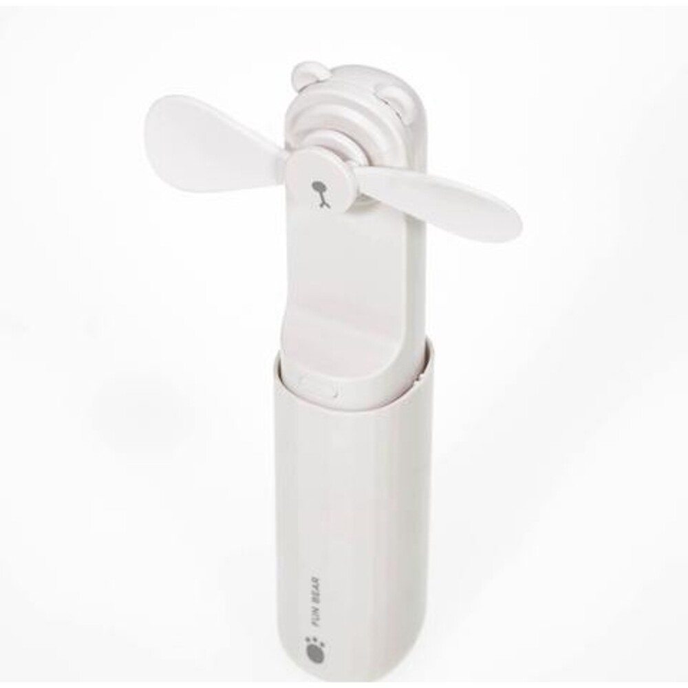 SF-014855-【現貨】小熊造型 USB充電式 手持風扇 可收納 (粉色/白色) 停電必備 降溫 瞬間涼爽 風扇