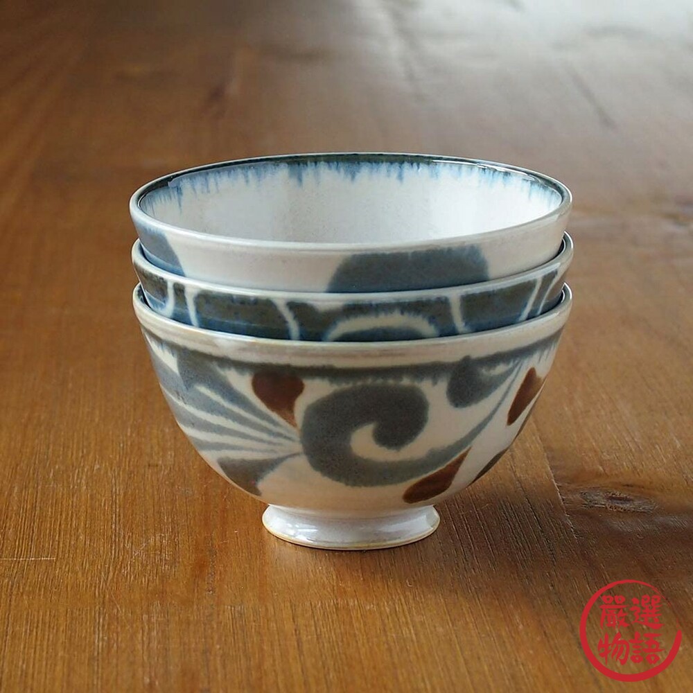 日本製美濃燒飯碗 Brush Blue 筆青 湯碗 餐碗 陶瓷 餐具 日式 可微波/洗碗機-圖片-2