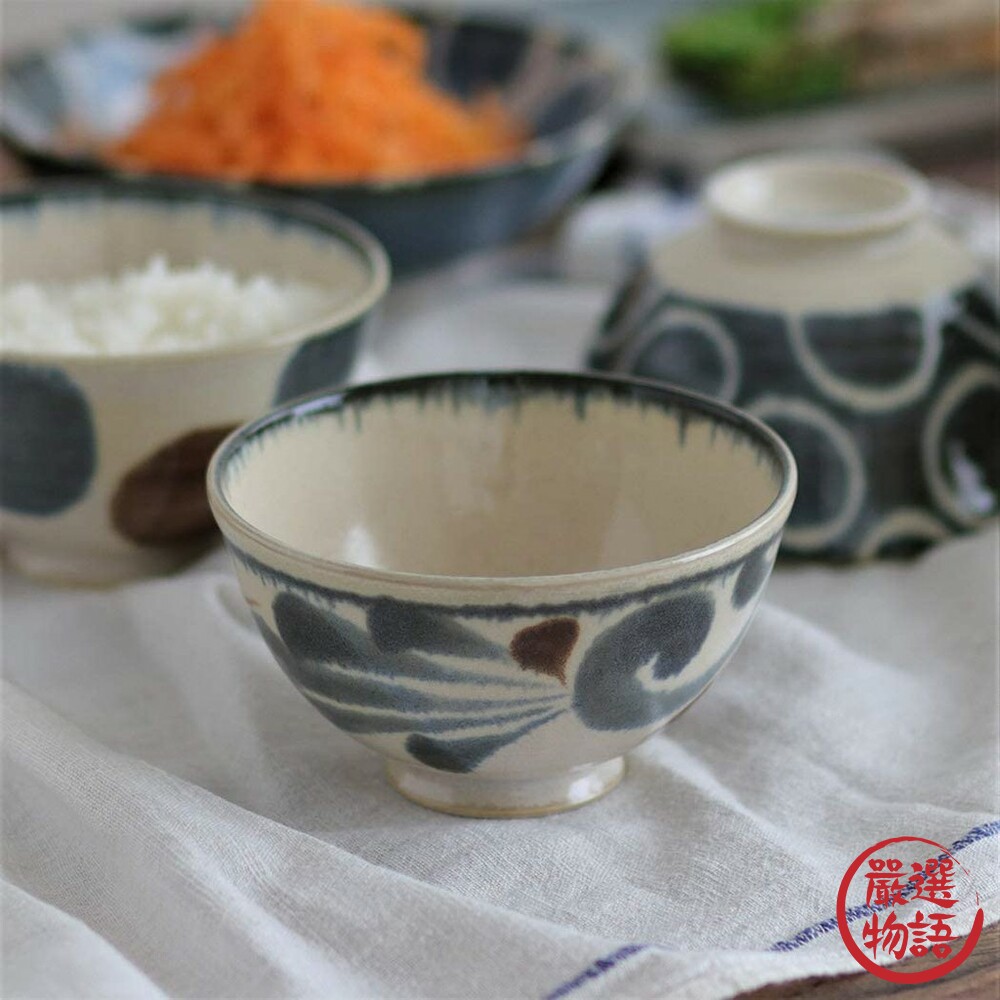 日本製美濃燒飯碗 Brush Blue 筆青 湯碗 餐碗 陶瓷 餐具 日式 可微波/洗碗機-圖片-3