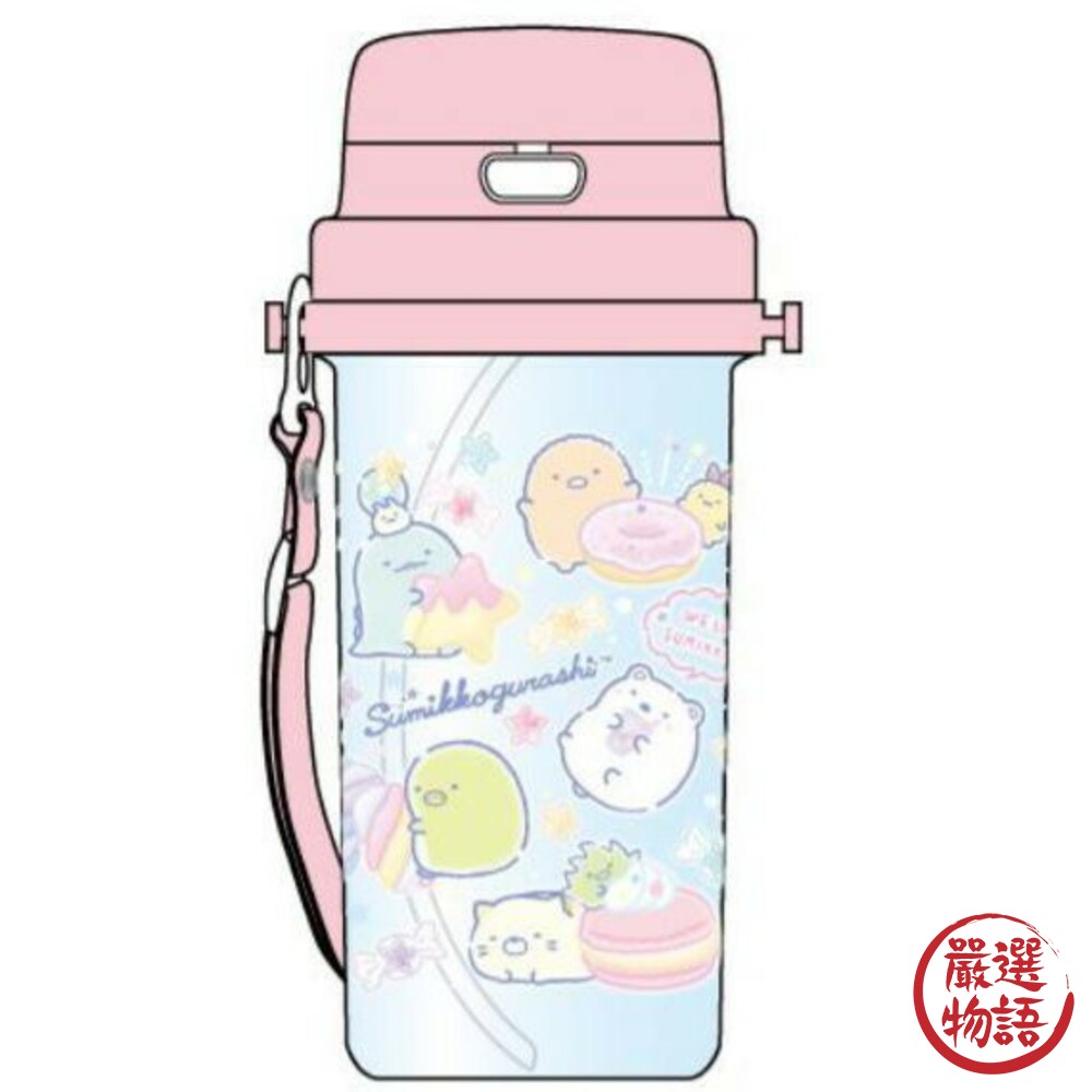 日本製兒童吸管水壺 水瓶 附手柄 背帶 外出水壺 湯瑪士小火車 角落生物 卡通-圖片-5