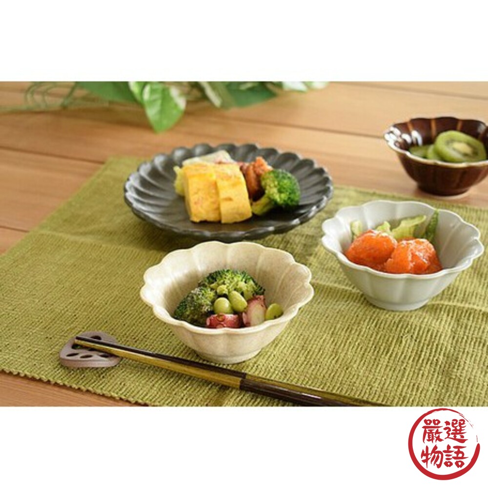 日本製美濃燒 陶瓷 綠色/灰色 菊型小碗 醬料盤 小菜盤 醬菜 冰淇淋 甜點碗 水果碗 配菜-thumb