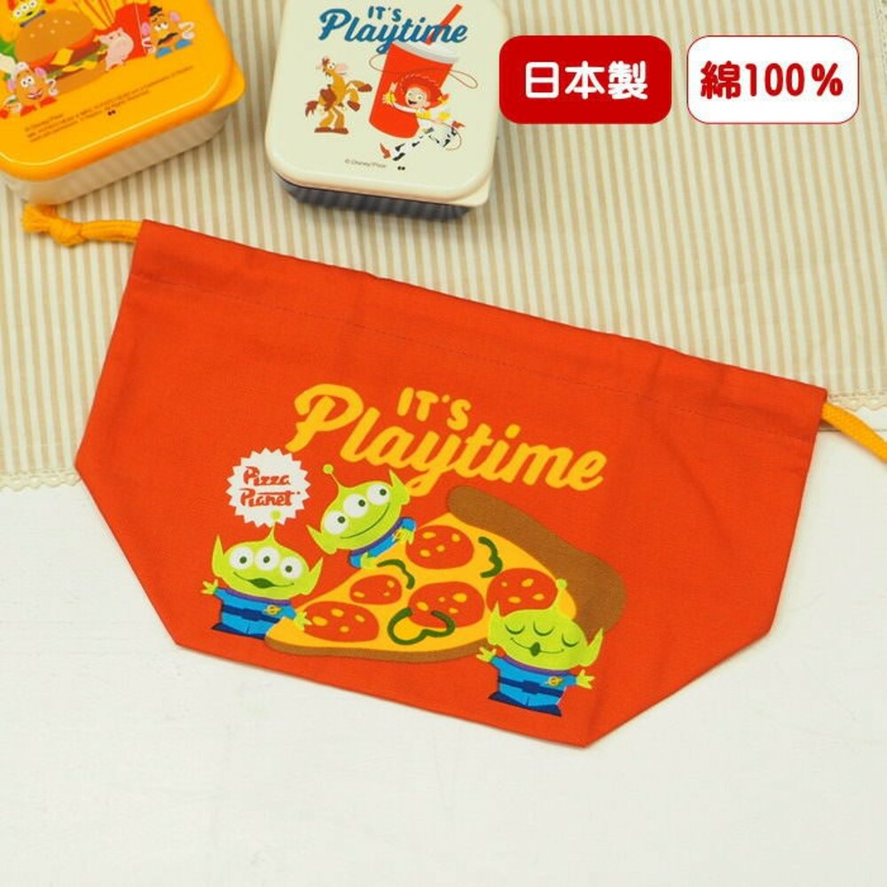 日本製迪士尼便當袋 玩具總動員 三眼怪 巴斯光年 純棉 束口袋 手提袋 午餐袋 化妝包 收納袋 封面照片
