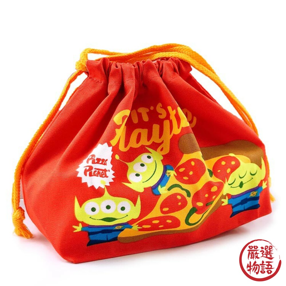 日本製迪士尼便當袋 玩具總動員 三眼怪 巴斯光年 純棉 束口袋 手提袋 午餐袋 化妝包 收納袋-圖片-2