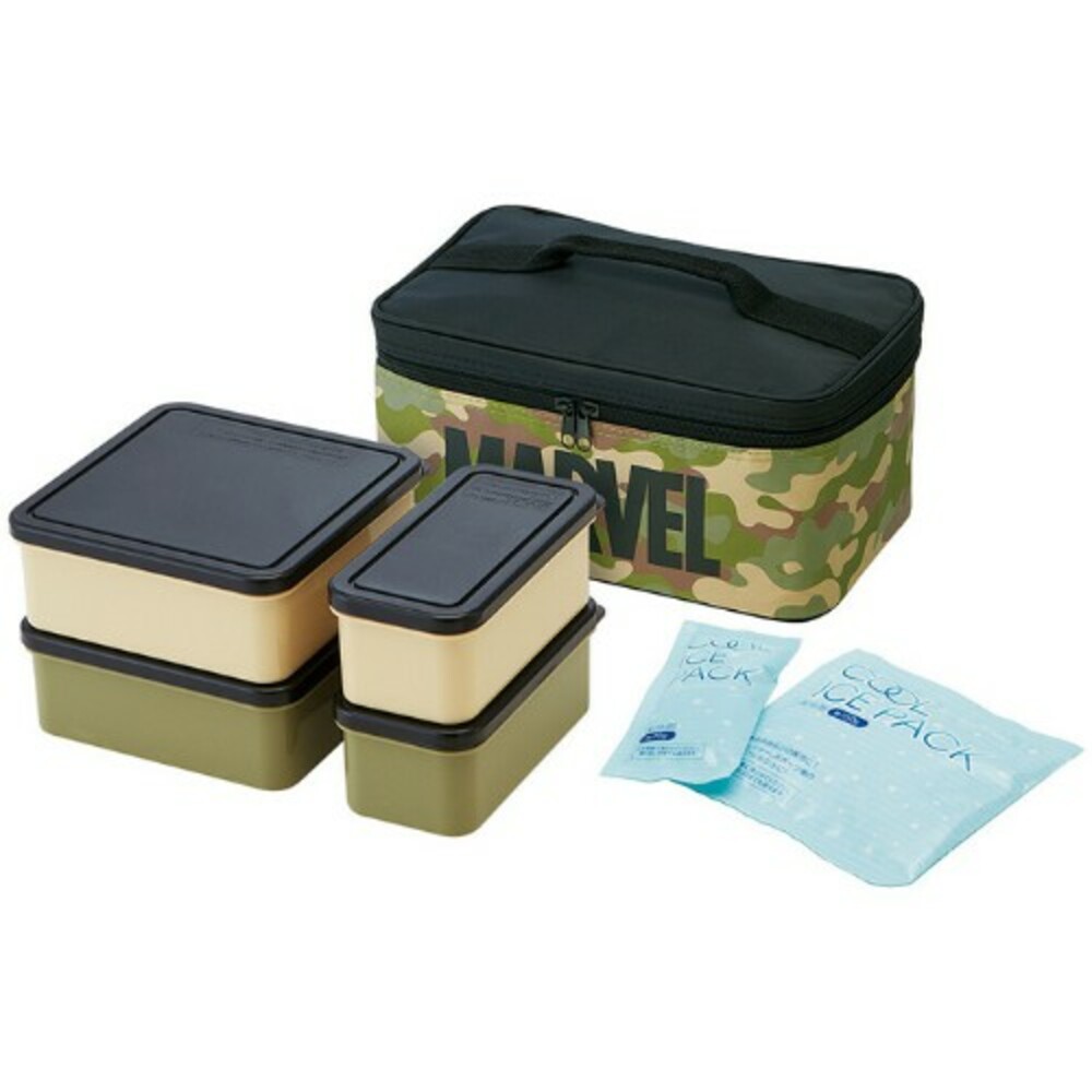 SF-014947-日本製漫威便當盒 MARVEL 迷彩 工業風 保鮮盒 微波便當盒 保溫 保冷袋 收納 露營 野餐 午餐 環保