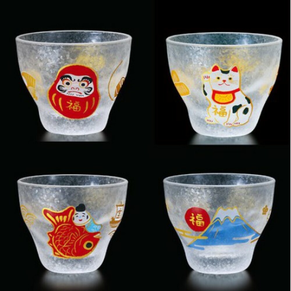 【現貨】日本製日式玻璃杯🍶 Maneki Neko餐具 達摩/招財貓/富士山 馬克杯 茶杯 啤酒杯 圖片