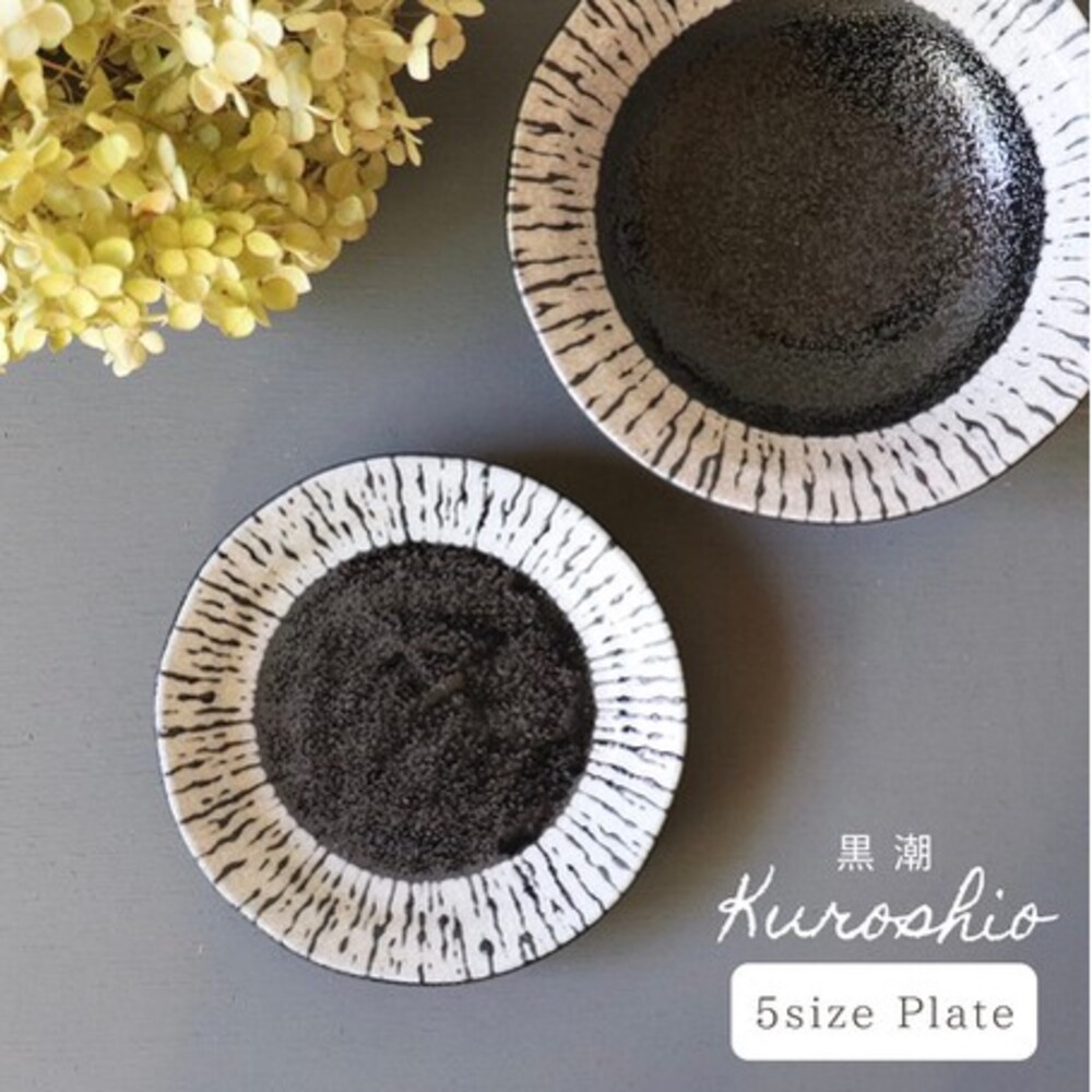 【現貨】日本製 美濃燒 黑潮餐盤 兩款 陶器 陶瓷 盤子 黑色 菜盤 廚房 義式料理 日式料理 質感餐具 圖片