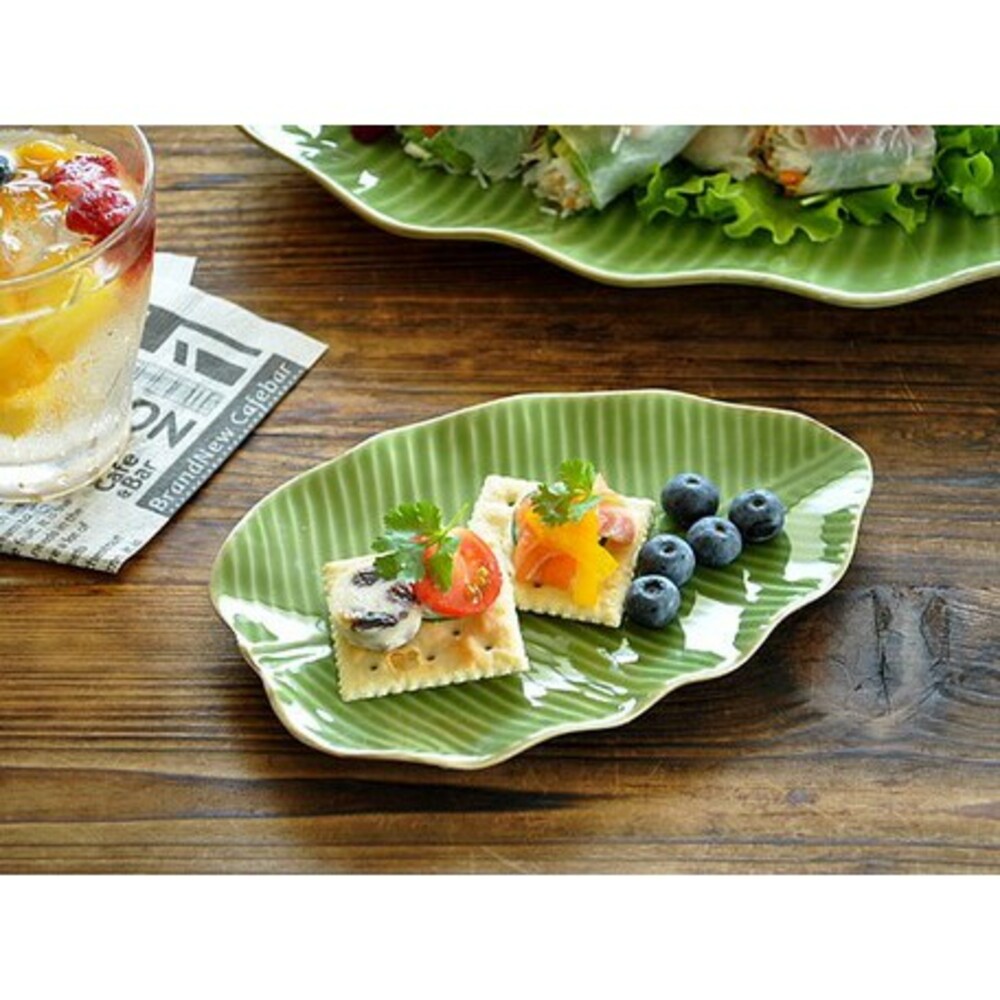 SF-015098-【現貨】日本製美濃燒樹葉造型點心盤 盤 甜點盤 蛋糕盤 海南度假 盤子 小碟 廚房用具 廚房用品