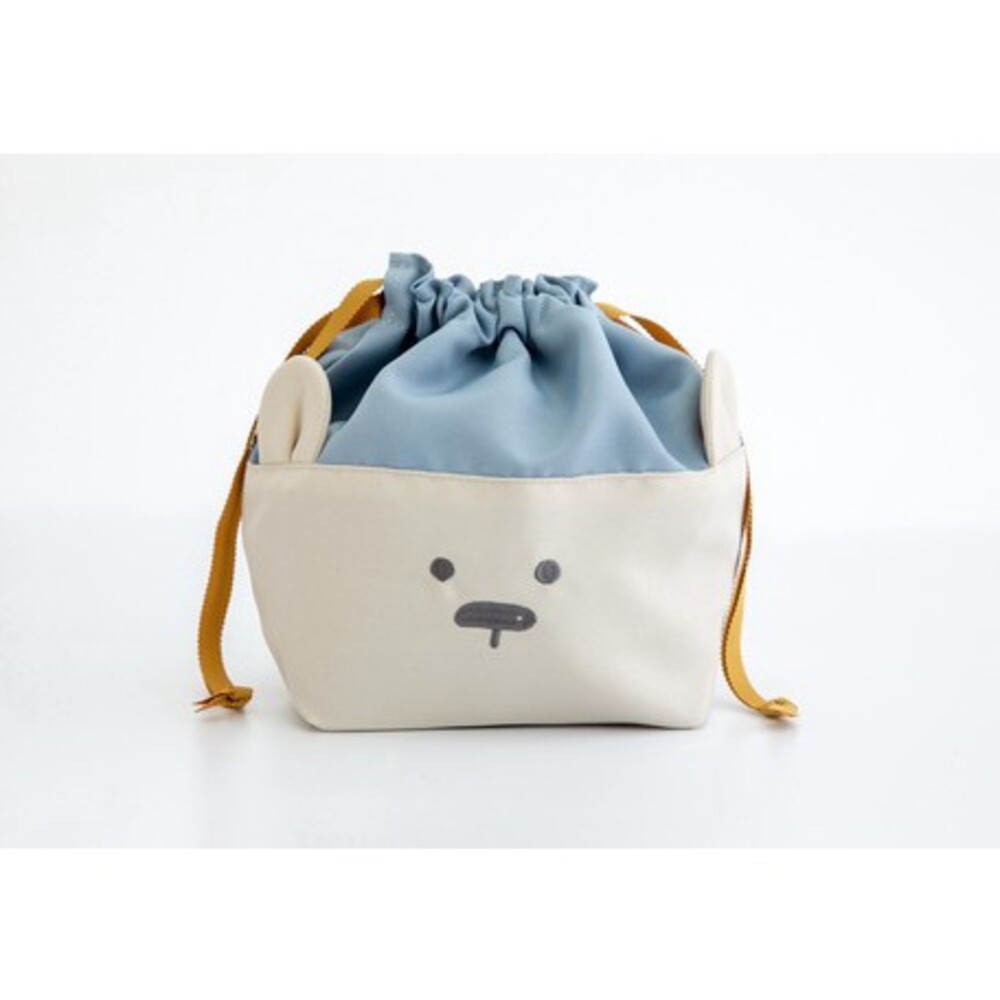 SF-015179-熊熊/兔子抽繩午餐袋 M款 抽繩袋 收納袋 餐袋 抽繩束口袋 旅行收納 粉色 藍色
