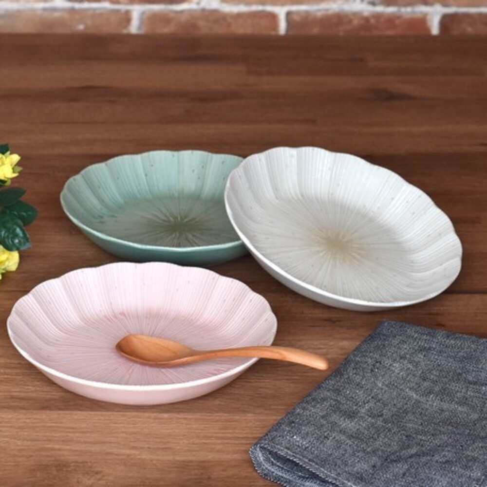 SF-015205-【現貨】日本製 美濃燒圓盤 Ashikaga 咖哩盤 義大利麵 菜盤 盤子 盤 陶瓷 簡約餐盤 三色可選