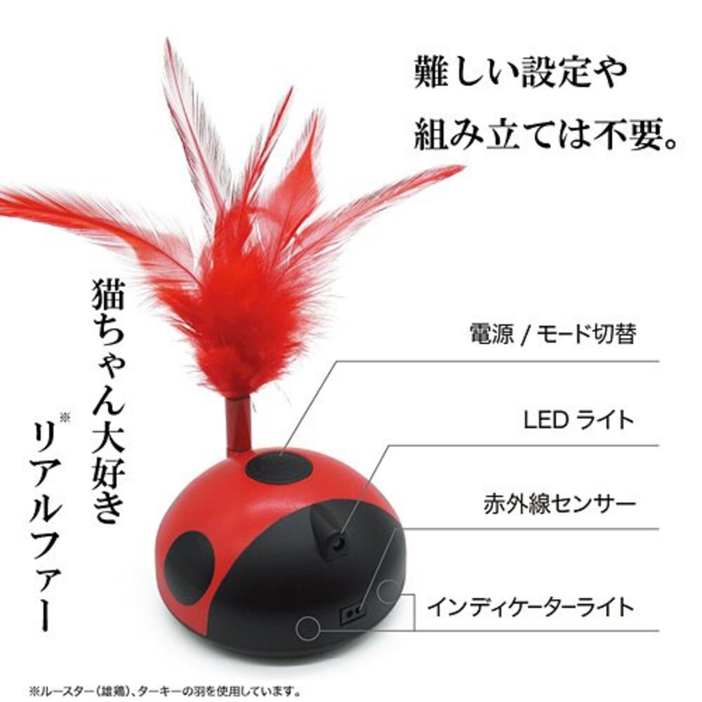 【現貨】瓢蟲逗貓玩具 USB充電 360度旋轉 移動式 逗貓棒 貓咪玩具 動物羽毛 訓練用品