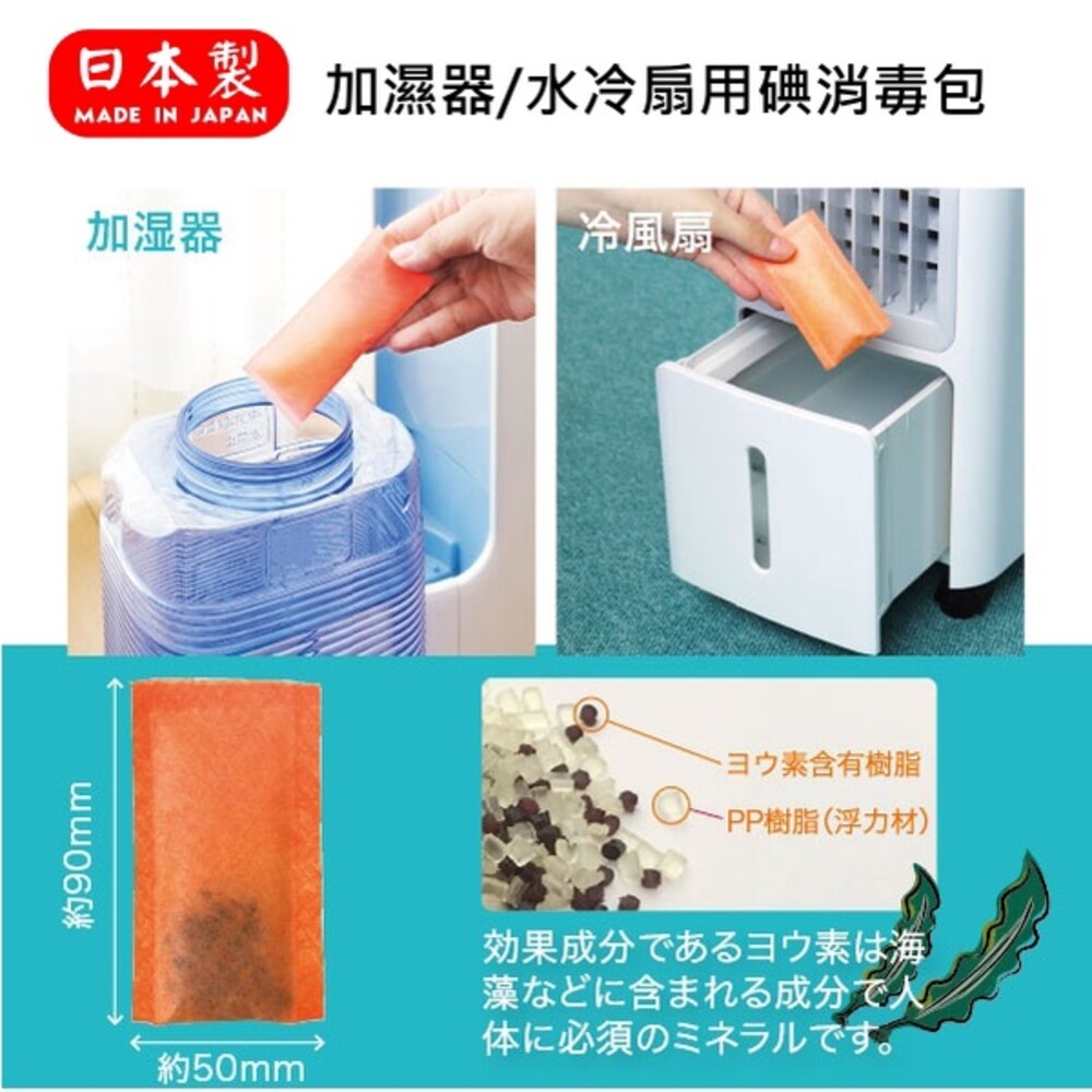 SF-015360-日本製 加濕器 水冷風扇 用碘消毒包 殺菌 除菌  除臭 冰冷扇 水氧機 風扇消毒 抑菌
