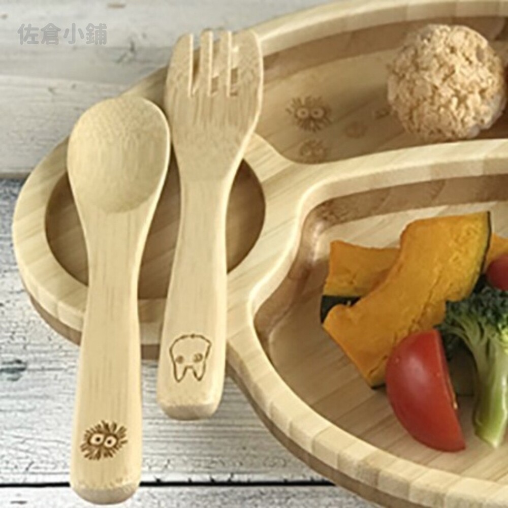 SF-015455-日本製 龍貓兒童餐盤組 竹製餐具 湯匙 叉子 分隔餐盤 餐盤 兒童餐盤 天然木 宮崎駿 吉卜力