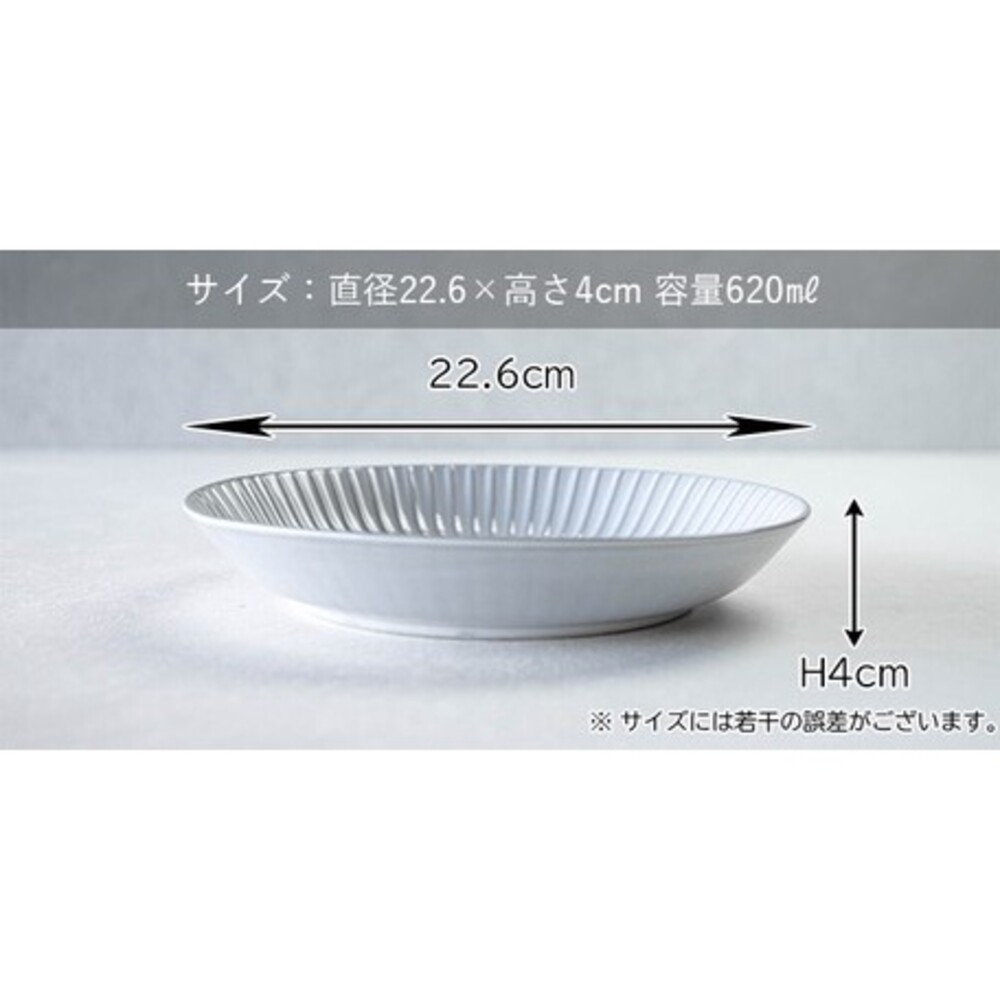 【現貨】日本製 細條波浪灰色圓盤 22.6cm 咖哩盤 餐廳盤子 餐盤 陶瓷盤 西式料理 美濃燒 廚房用品