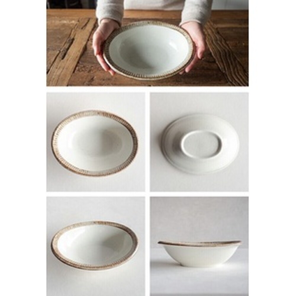 【現貨】日本製 十草陶瓷橢圓餐碗 陶瓷碗 咖哩碗 餐碗 餐具 餐盤 沙拉碗 廚房餐具 日式陶瓷 陶器 圖片