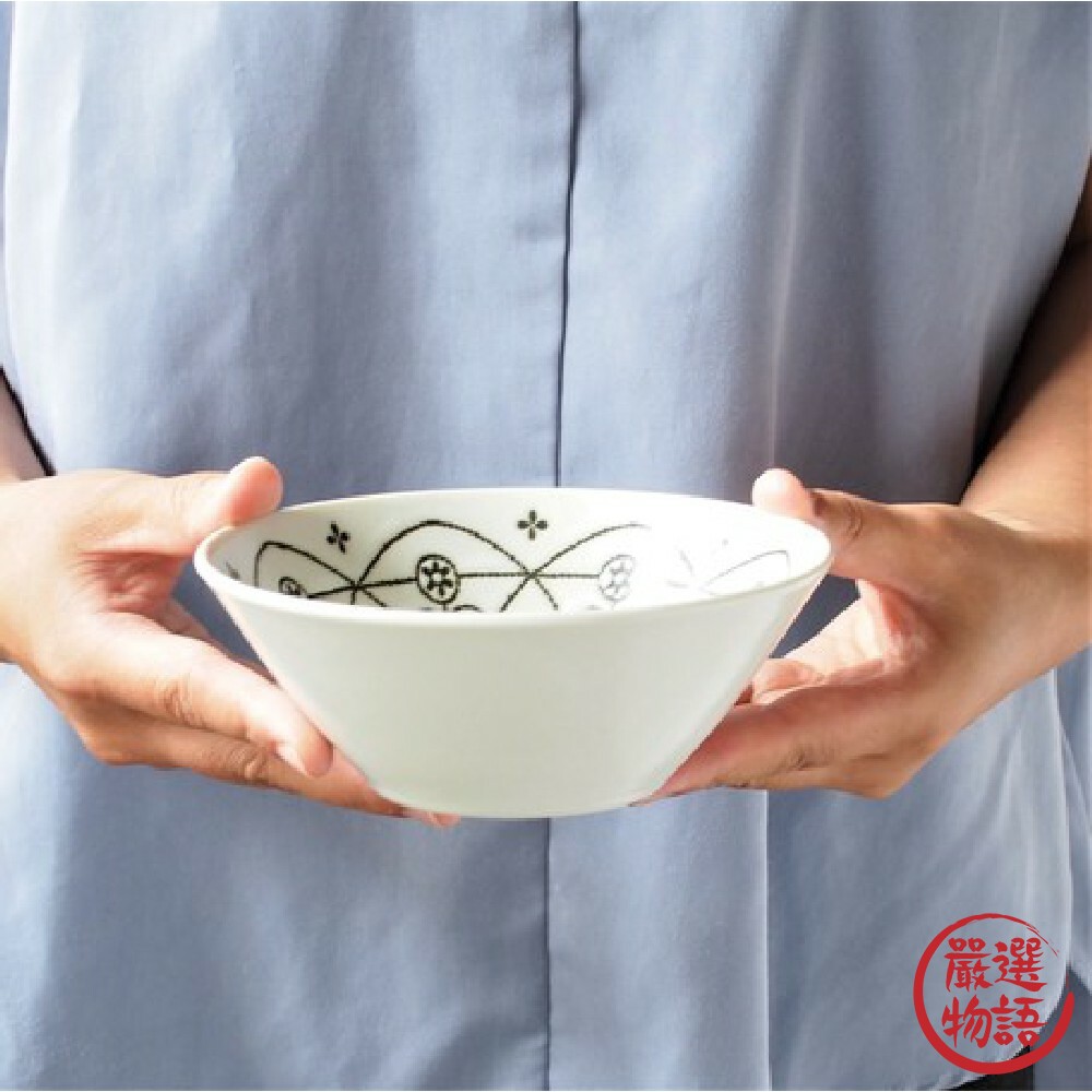 日本製美濃燒白色陶瓷碗 摩洛哥圖騰 湯碗 飯碗 餐具 碗盤 點心盤 小菜盤 可微波/洗碗機使用-thumb