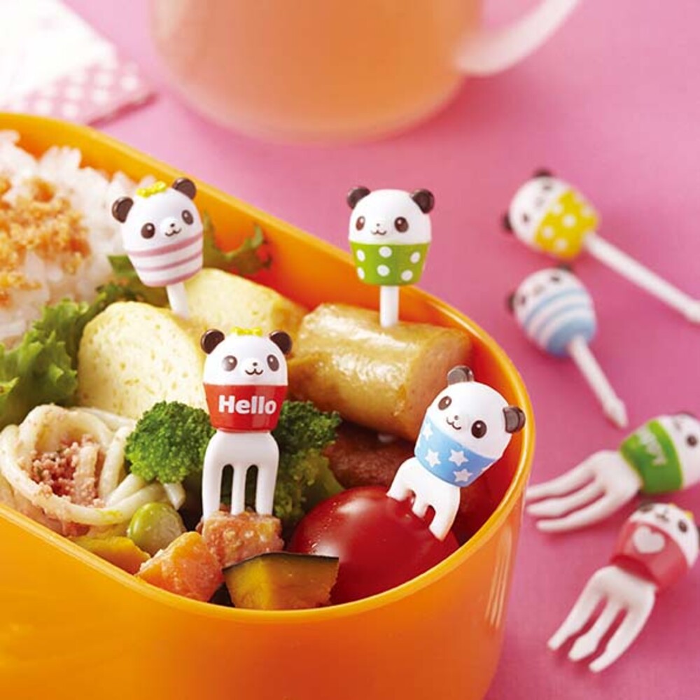 【現貨】熊貓造型食物叉｜兒童午餐盒 食物叉子 壽司叉 餐盒裝飾 水果叉 點心叉 熊貓叉子 叉子 封面照片