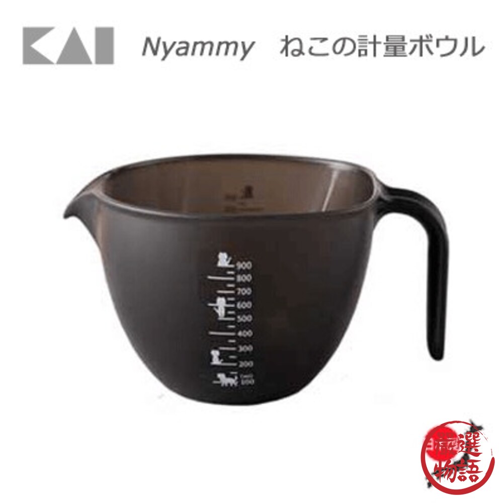 日本製貝印KAI量杯秤重碗 廚房五金 麵包 量杯 料理用 可微波 秤重 料理 廚房用具 貓咪圖案-thumb