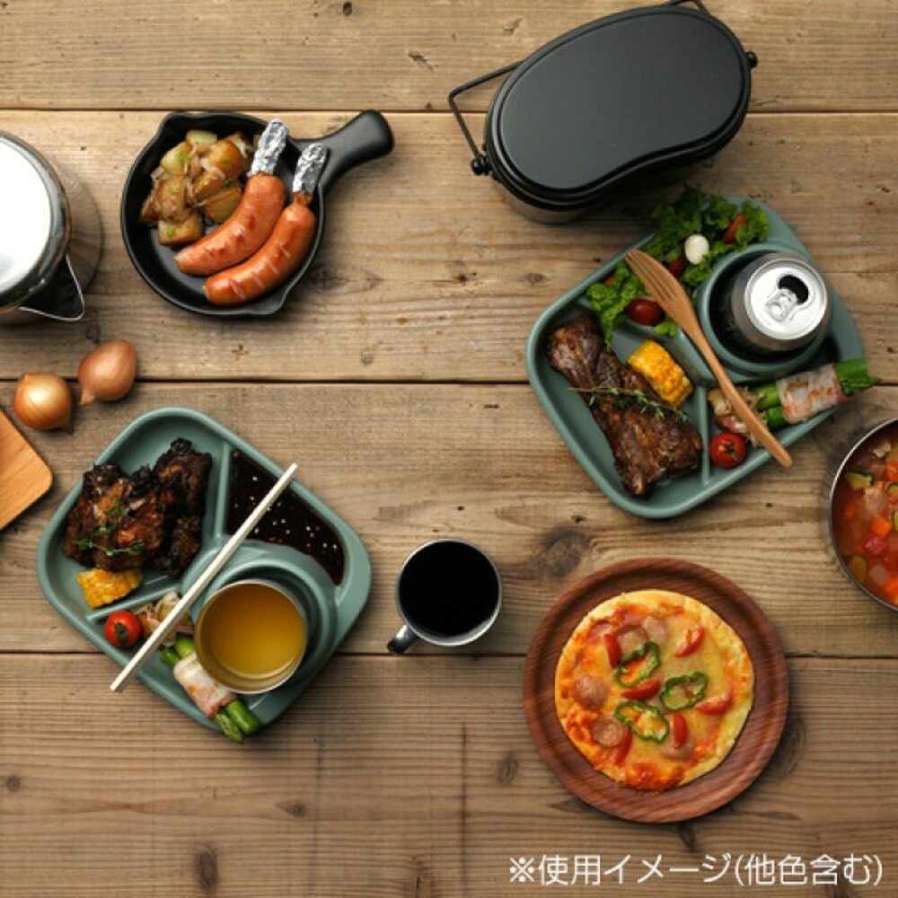 SF-015907-【現貨】日本製分隔餐盤 inomata BBQ 烤肉 戶外 露營 自助餐 餐盤 餐具 耐熱 可洗碗機 筷架