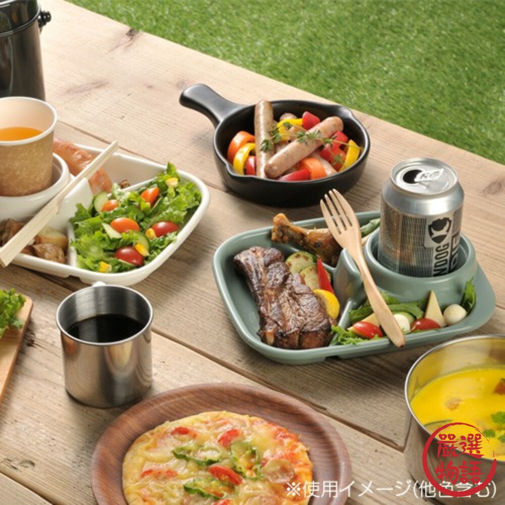 日本製分隔餐盤 inomata BBQ 烤肉 戶外 露營 自助餐 餐盤 餐具 耐熱 可洗碗機 筷架-圖片-1