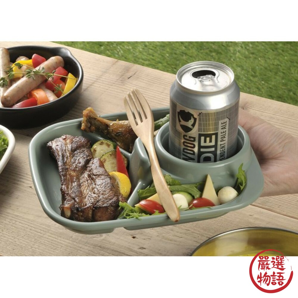 日本製分隔餐盤 inomata BBQ 烤肉 戶外 露營 自助餐 餐盤 餐具 耐熱 可洗碗機 筷架-圖片-3