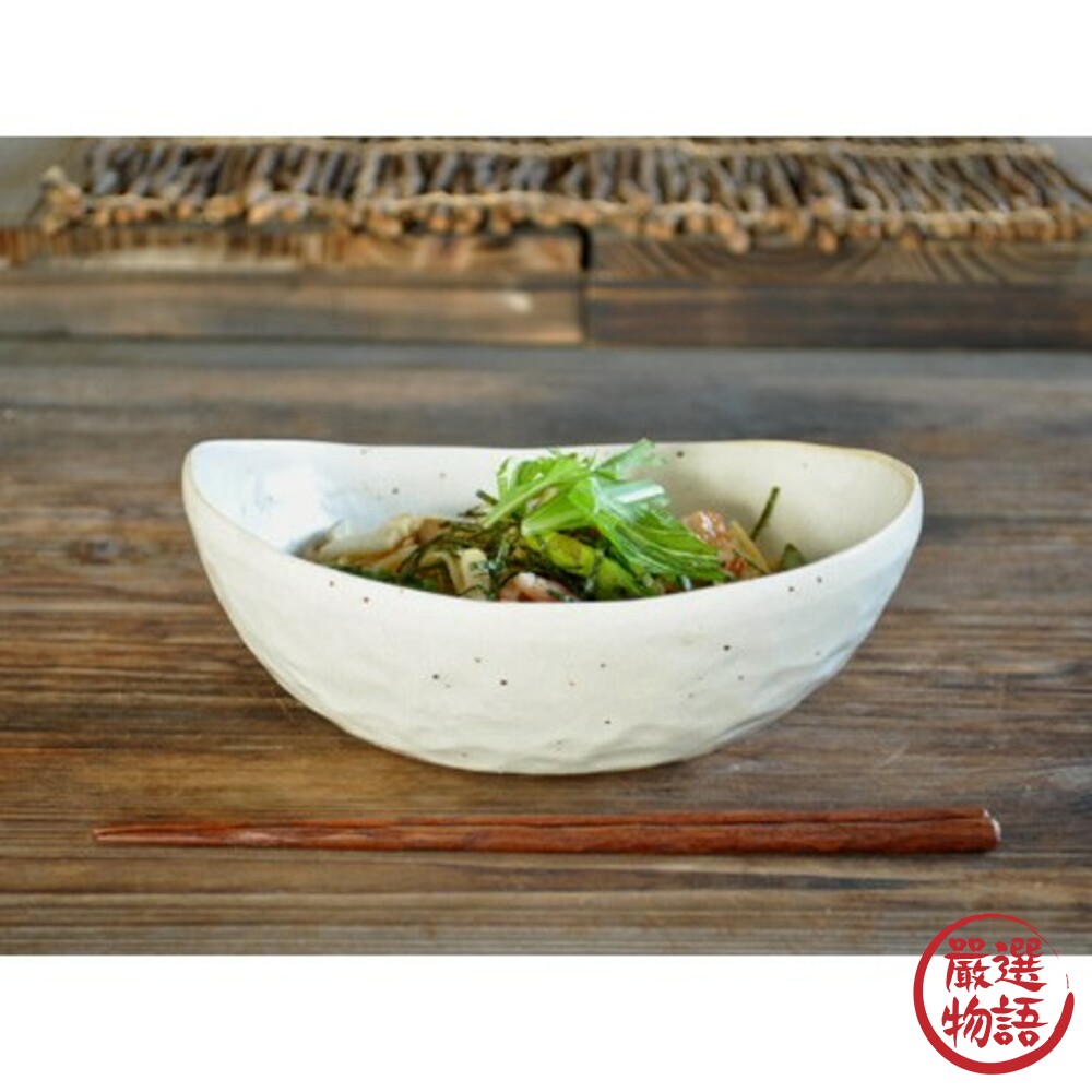 SF-015990-日本製美濃燒月牙型餐碗 廚房用具 廚房 燉湯 日式料理 水餃碗 碗盤 餐具 質感餐具 白瓷 陶器