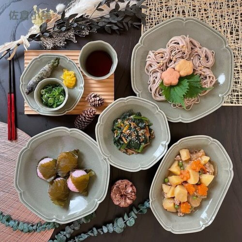 SF-016006-日本製 美濃燒六角餐盤 Kalmia 簡約單色餐盤 綠色 陶瓷 盤子 碗盤 陶器 擺盤 儀式感
