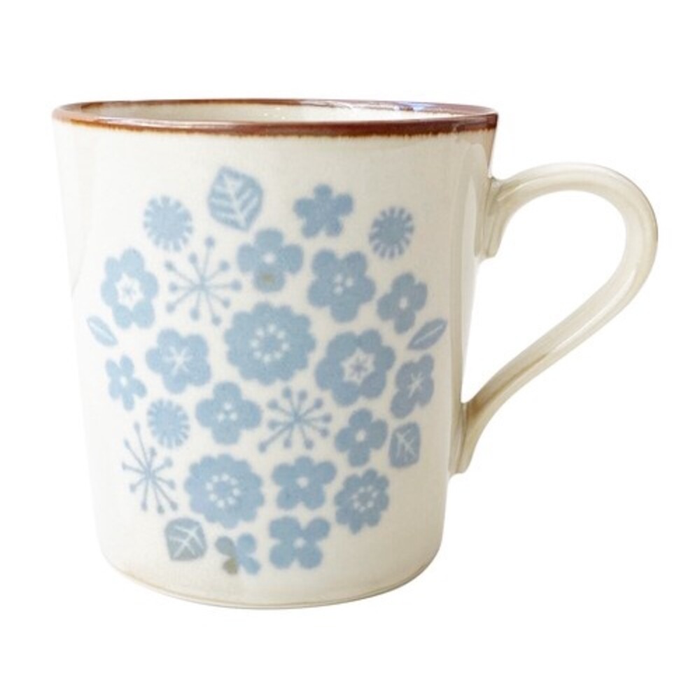 【現貨】現貨// 藍色小花馬克杯 美濃燒 300ml 北歐風 陶瓷杯 日式茶杯 杯子 水杯 咖啡杯 艾樂屋家居館