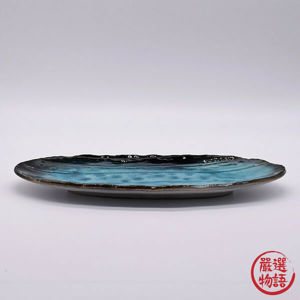 日本製美濃燒 長盤 土耳其藍 秋刀魚盤 陶瓷 日式餐盤 日本料理 生魚片 壽司 日式餐點 餐具 餐盤-圖片-1