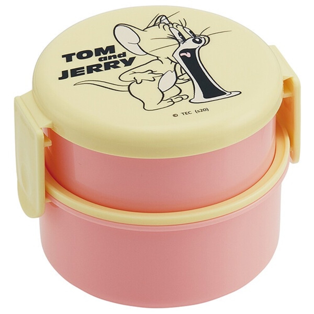 SF-016182-【現貨】日本製 Skater 傑利鼠 雙層便當盒 兒童餐盒 可微波 野餐盒 保鮮盒 圓型飯盒 分隔餐盒