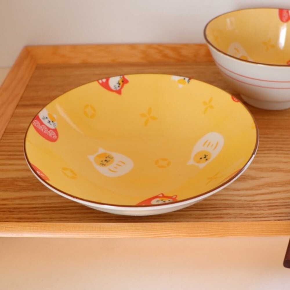 【現貨】日本製 達摩貓咪 陶瓷餐盤 盤子 陶瓷盤子 盤 瓷盤 甜點盤 餐盤 日式碗盤 碗盤器皿 點心 圖片