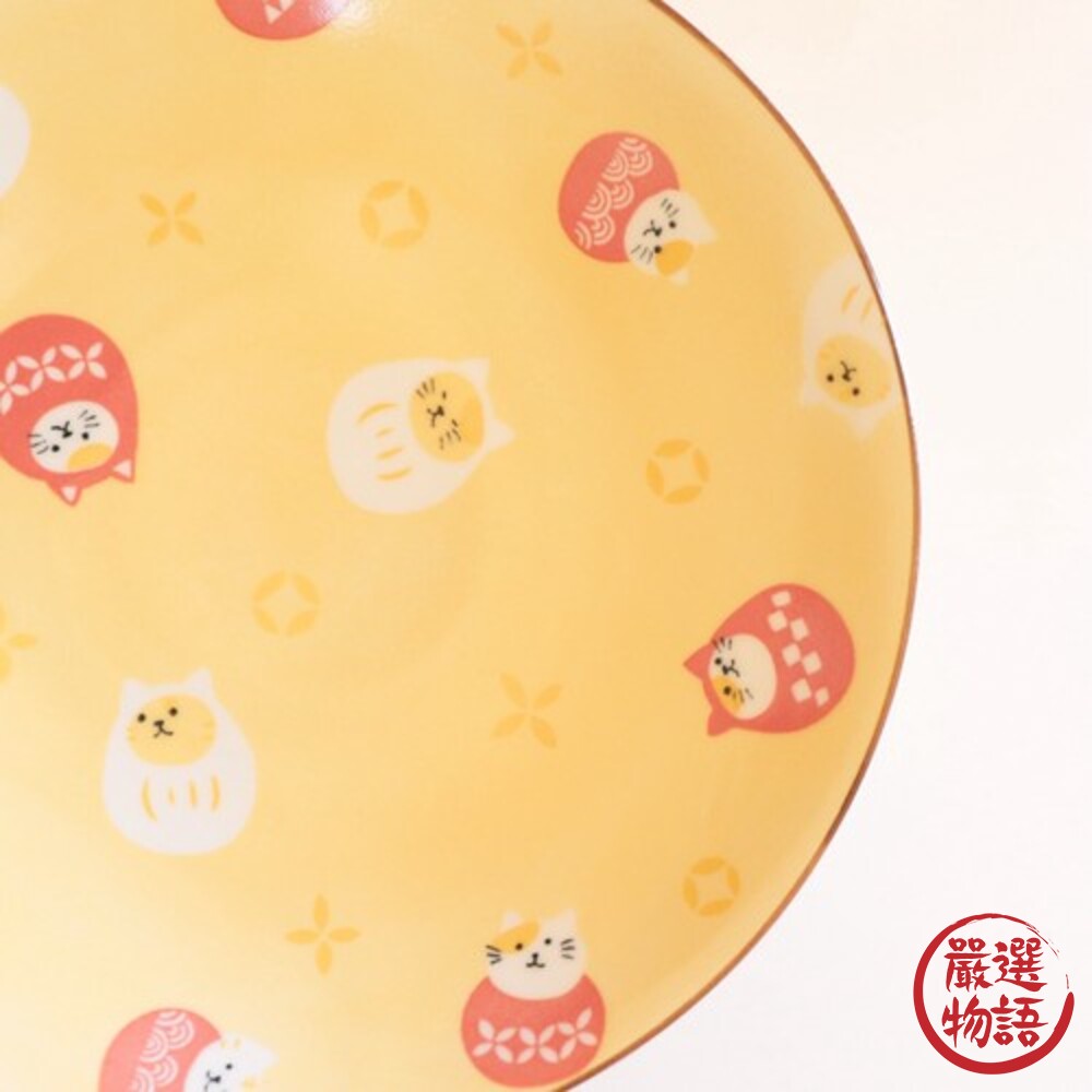 日本製 達摩貓咪 陶瓷餐盤 盤子 陶瓷盤子 盤 瓷盤 甜點盤 餐盤 日式碗盤 碗盤器皿 點心-thumb