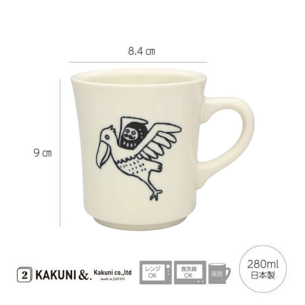 【現貨】日本製 日本 美濃燒 大嘴鳥馬克杯 280ml 水杯 咖啡杯 大嘴鳥 福神 可洗碗機 可微波爐 圖片