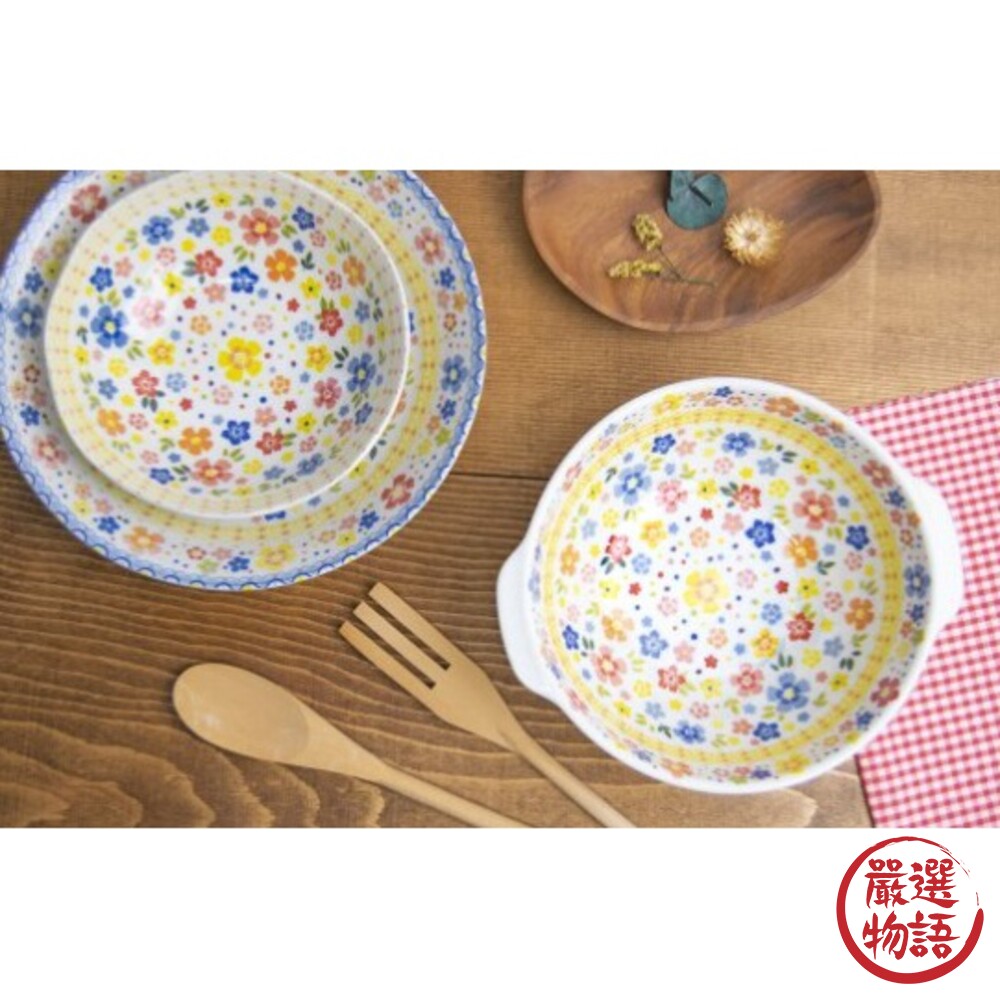 日本製 南歐風格 咖哩盤 沙拉碗 陶瓷餐盤 水果盤 點心盤 盤子│小碎花 波蘭風格-圖片-3
