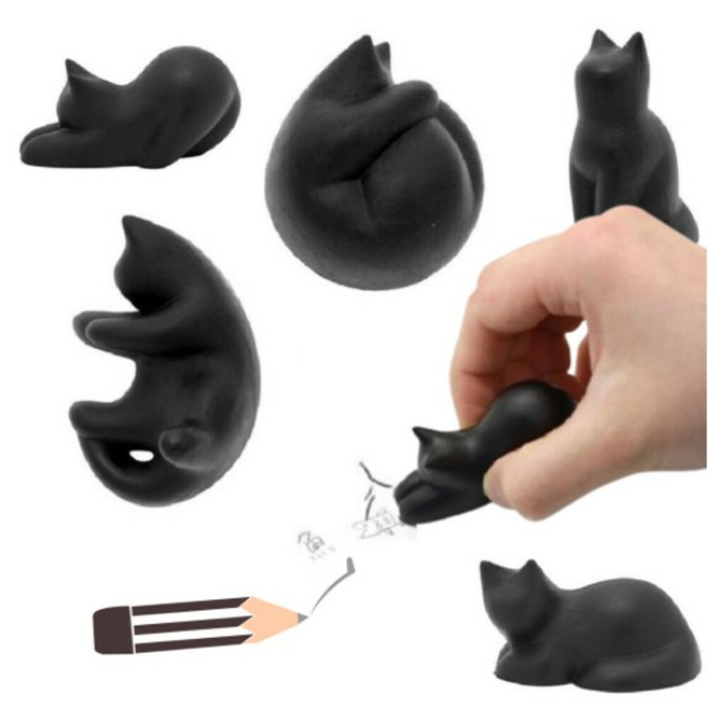 【現貨】黑貓造型橡皮擦 橡皮擦 擦布 文具用品 辦公小物 貓咪公仔 上學文具 學校文具 擺飾