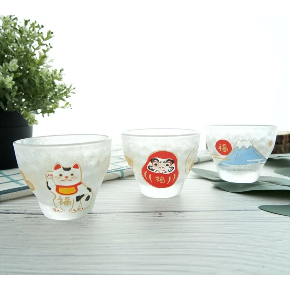 SF-016540-日本製 Maneki Neko 達摩清酒杯 招財貓 富士山 馬克杯 玻璃杯 燒酒杯 啤酒杯