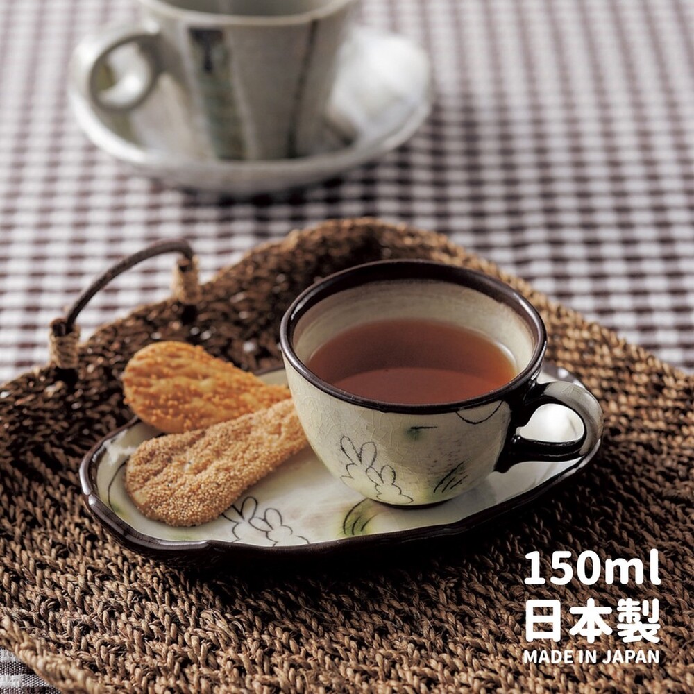 SF-016814-【現貨】日本製 月見兔杯盤組 150ml | 瀨戶燒 馬克杯 咖啡杯 茶杯 點心盤 小碟子 午茶 送禮