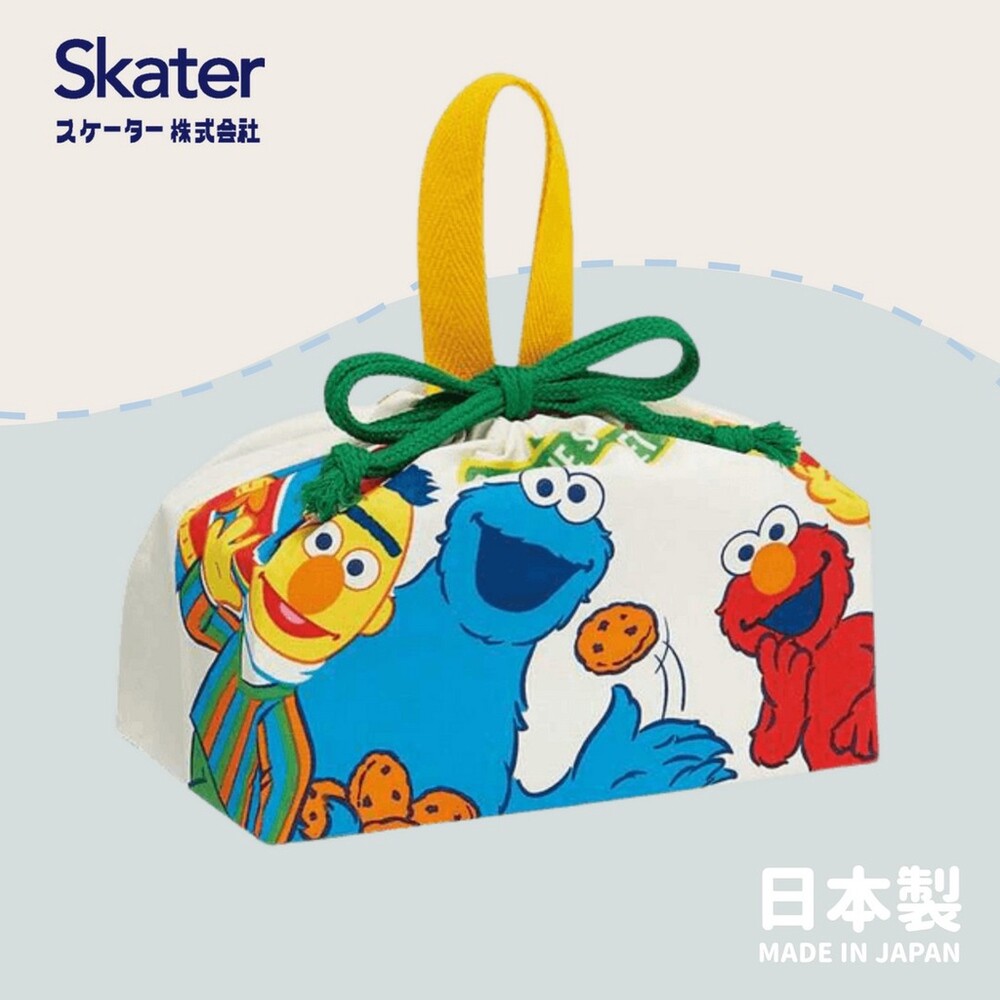SF-016971-【現貨】日本製 芝麻街便當袋 | 午餐袋 束口袋 收納袋 手提袋 ELMO 餅乾怪獸 | Skater